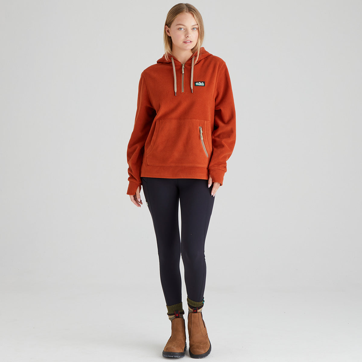 Ridgeline Womens Ballistic Long Sleeved Fleece Hoodie #colour_russet