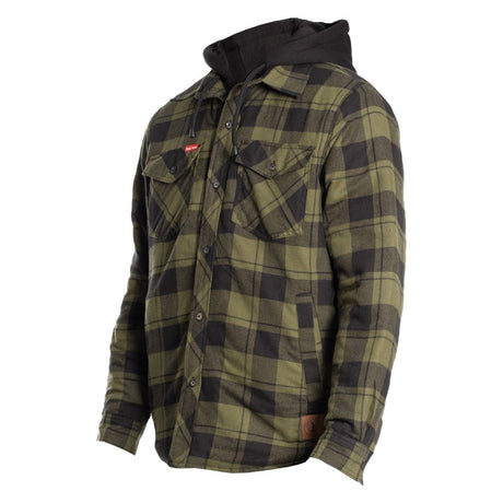 Hard Yakka Quilted Flannel Shacket #colour_fern
