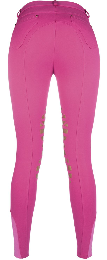 HKM Soft Silicone Knee Patch Riding Breeches #colour_pink