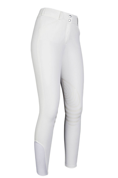 HKM Hunter Silicone Knee Patch Riding Breeches #colour_white