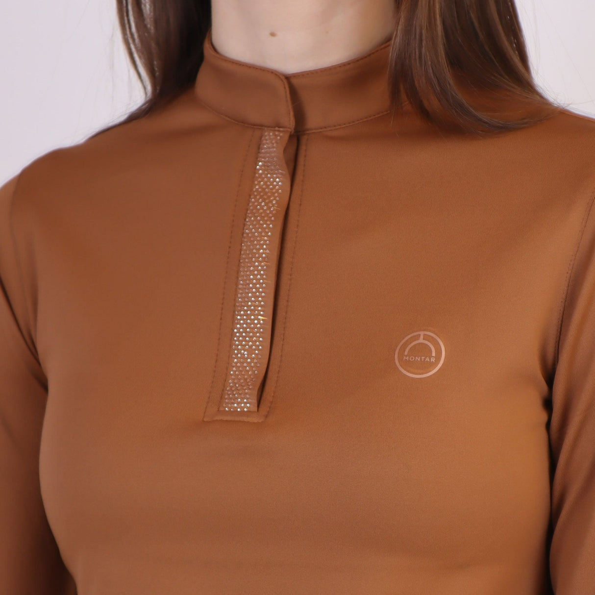 Montar Briella Long Sleeve with Rosegold Crystals #colour_toffee