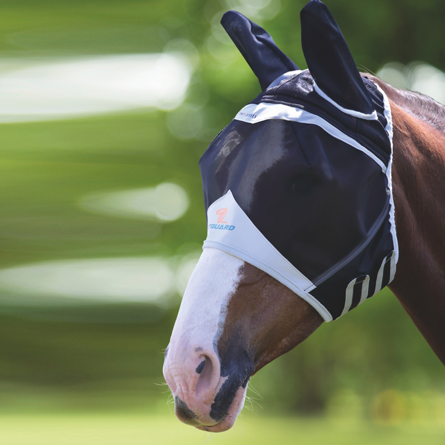 Shires FlyGuard Pro Fine Mesh Fly Mask With Ears #colour_black