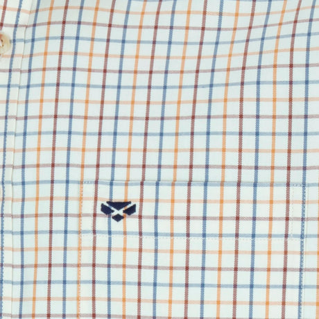 Hoggs of Fife Kessock Men's Short Sleeve Tattersall Shirt #colour_brown-blue-check