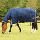 Mark Todd 0g Lightweight Combo Neck Turnout Rug #colour_navy-beige-royal-plaid