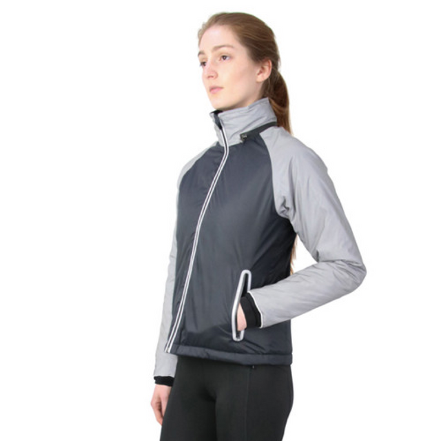 Hy Equestrian Silva Flash Waterproof Padded Jacket#colour_black-reflective-silver