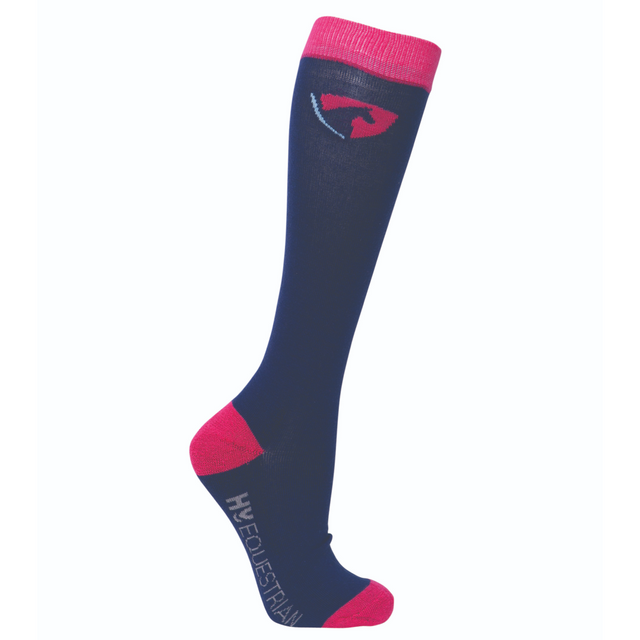 Hy Equestrian DynaForce Childen's Socks - Pack of 3 #colour_raspberry-navy