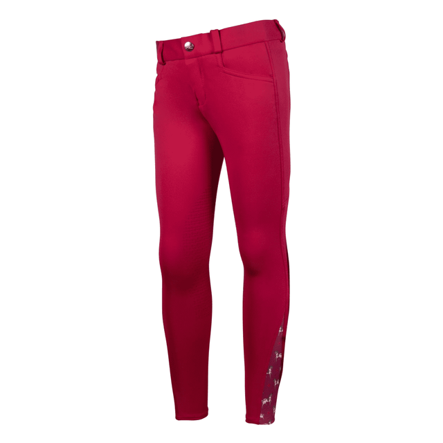 HKM Allure Cheval Silicone Knee Patch Riding Breeches #colour_cranberry