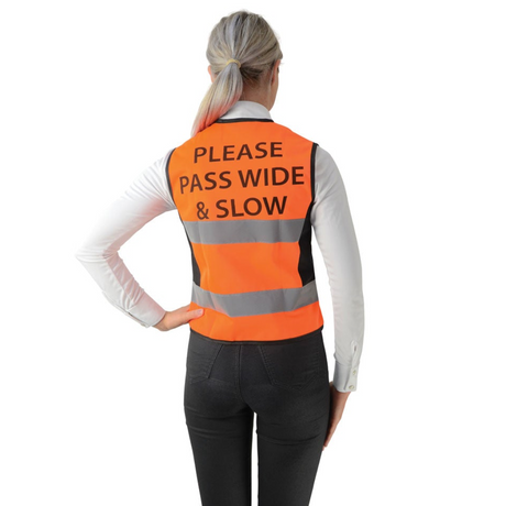 HyVIZ Waistcoat - Please Pass Wide & Slow #colour_orange-black