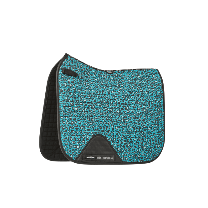 Weatherbeeta Prime Leopard Dressage Saddle Pad #colour_turquoise-leopard-print